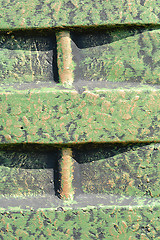 Image showing Old rusty green corrugated metal wall