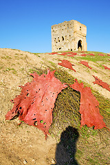 Image showing old construction in africa    near the tower