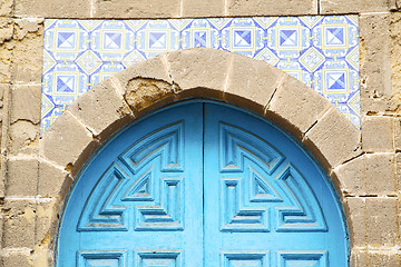 Image showing antique door in morocco africa blue  