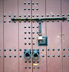 Image showing rusty  brown    morocco in africa the old wood  facade home and 