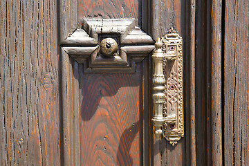 Image showing abstract  house  door     in italy  lombardy     closed  nail ru