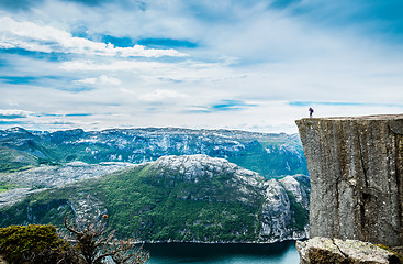 Image showing Nature photographer Preikestolen or Prekestolen