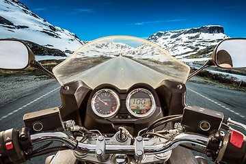 Image showing Biker First-person view, mountain pass in Norway