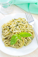 Image showing pasta with pesto