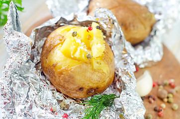 Image showing baked potato in foil