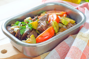 Image showing baked meat with vegetables