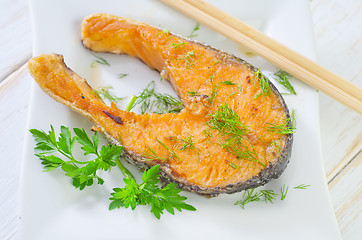 Image showing fried salmon