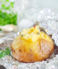 Image showing baked potato in foil