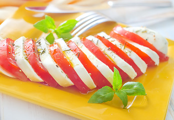 Image showing caprese, fresh salad with tomato and mozzarella