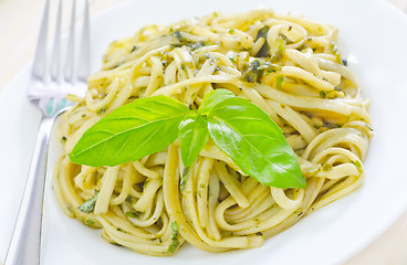 Image showing pasta with pesto