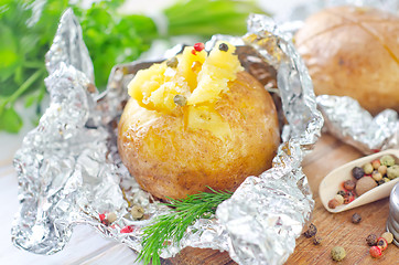 Image showing baked potato in foil