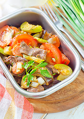 Image showing baked meat with vegetables