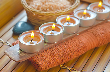 Image showing soap,salt and candles