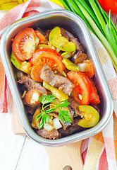 Image showing baked meat with vegetables