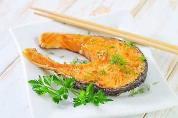 Image showing fried salmon