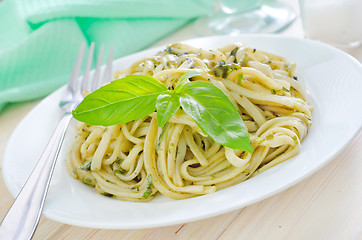 Image showing pasta with pesto