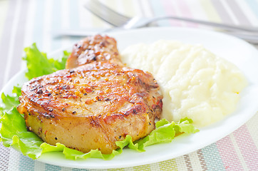 Image showing steak with mashed potato