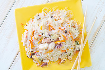 Image showing rice noodle with sefood