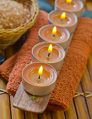 Image showing soap,salt and candles