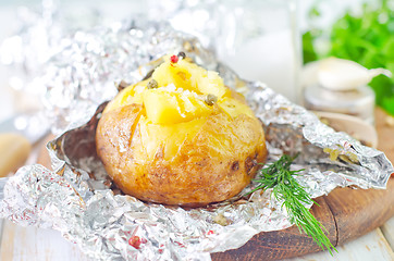 Image showing baked potato in foil