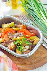 Image showing baked meat with vegetables