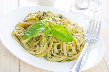 Image showing pasta with pesto