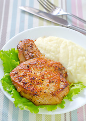 Image showing steak with mashed potato