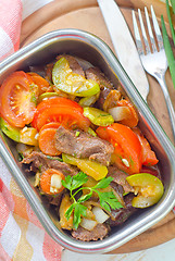 Image showing baked meat with vegetables