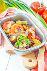 Image showing baked meat with vegetables