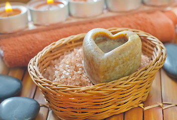 Image showing sea salt and soap