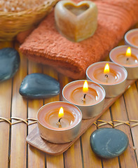 Image showing soap,salt and candles