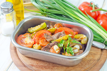 Image showing baked meat with vegetables