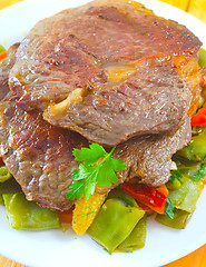 Image showing baked meat with vegetables