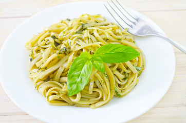 Image showing pasta with basil