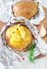 Image showing baked potato in foil