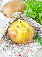 Image showing baked potato in foil