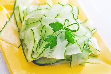 Image showing Fresh salad with fresh cucumber and parsley