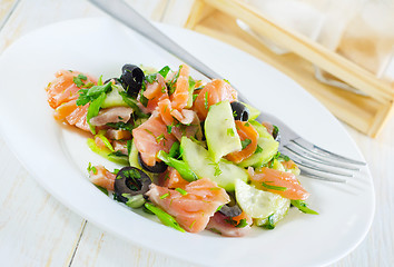 Image showing salad with salmon