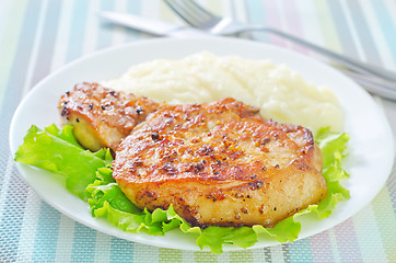 Image showing steak with mashed potato