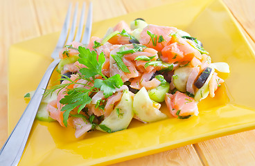 Image showing salad with salmon