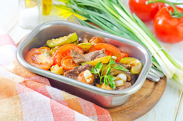 Image showing baked meat with vegetables