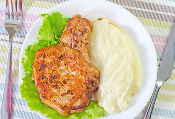 Image showing steak with mashed potato