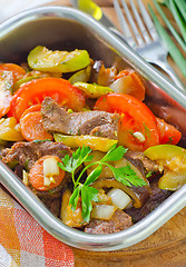 Image showing baked meat with vegetables