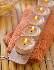 Image showing soap,salt and candles