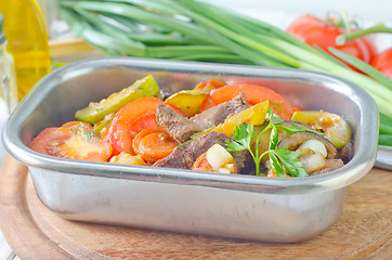 Image showing baked meat with vegetables