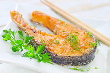 Image showing fried salmon