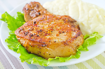 Image showing steak with mashed potato