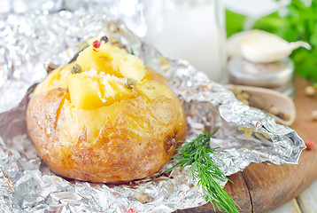 Image showing baked potato in foil