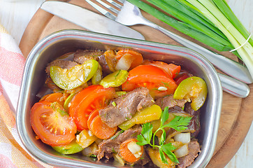 Image showing baked meat with vegetables