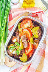 Image showing baked meat with vegetables